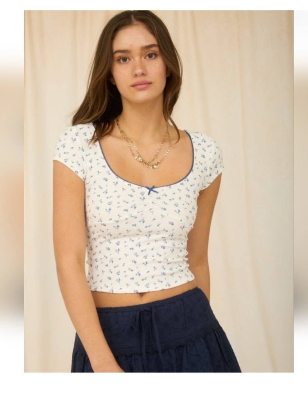 🆕🍓White Floral Print Top